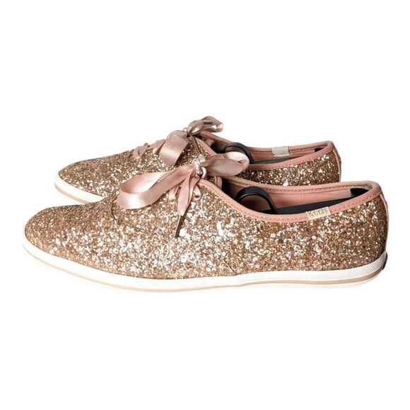 KATE SPADE NEW YORK Keds X Champion Glitter Sneakers In Rose Gold Size 8.5 - Picture 5 of 10